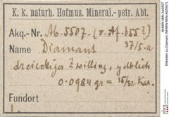 Etiketten zu Diamant (NHMW-MIN-Ab5507)